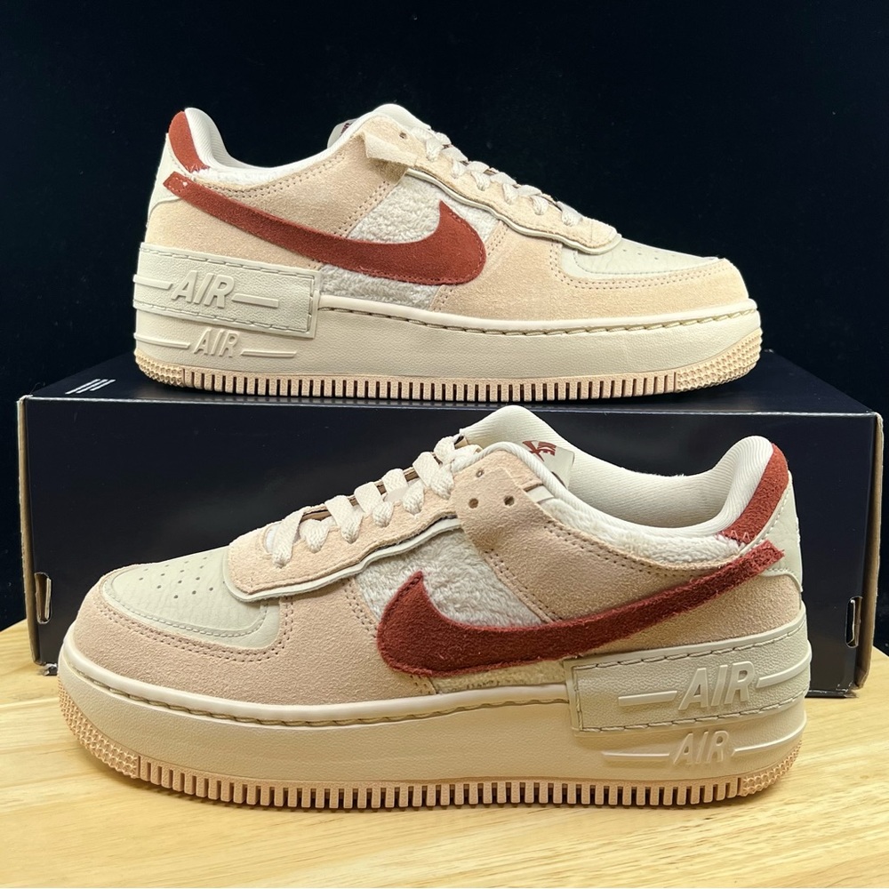 Nike Air Force 1 Shadow Shimmer/Mars Stone-Sanddrift DZ4705-200 Womens Size 8.5